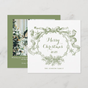Cartão De Festividades Toile De Juoy Sage Natais vintages Verdes Foto