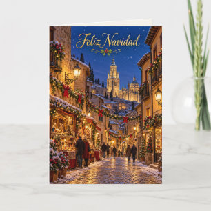 Cartão De Festividades Toledo Calle Medieval Feliz Navidad
