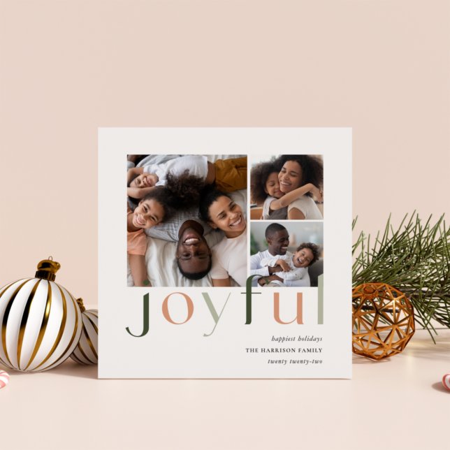 Cartão De Festividades Tom Joyful | 3 Colagem de Fotografias (Criador carregado)