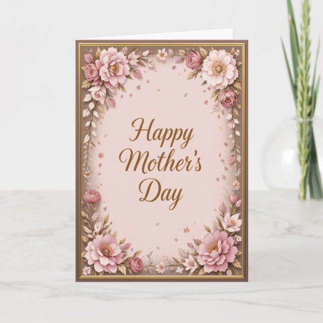 Cartão De Festividades Tons Terrestres Quentes de Dia de as mães Floral R (Frente)
