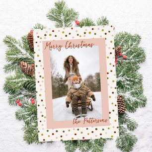 Cartão De Festividades Tons Terrosos Boho Bolinhas Foto Natal