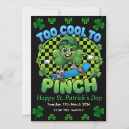 Cartão De Festividades Too Cool to Pinch Skateboard Shamrock St. Patricks