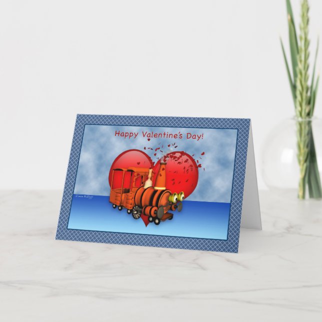 Cartão De Festividades Toon Train Happy Valentine's Day Card (Frente)