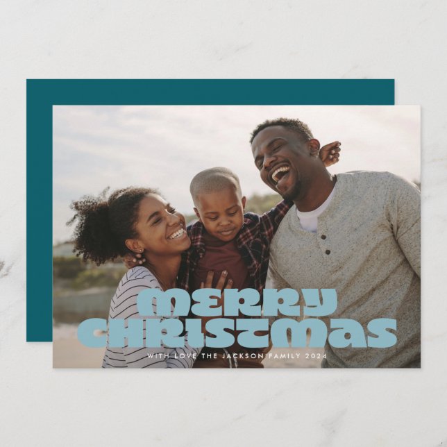 Cartão De Festividades Tópicos-Blues de Fotografias do Script de Feliz BO (Frente/Verso)