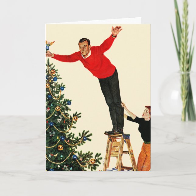 Cartão De Festividades Topping the Tree (Frente)