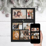 Cartão De Festividades Toque de Colagem de Fotos Holly Minimal Feliz<br><div class="desc">6 áreas de fotos em várias orientações; o "quadro" preto pode ser mudado para qualquer cor no editor; mais ou escale o sotaque holly para se adequar ao seu texto e fotos. Adicione uma mensagem à parte traseira ou mais fotos, se desejar. O gráfico "Feriados Felizes" pode ser excluído no...</div>