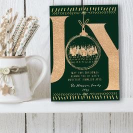 Cartão De Festividades Toque Festejo Clássico Simples Verde e Dourado “JO