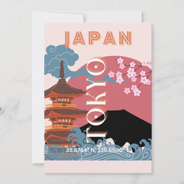 Cartão De Festividades Tóquio Japão Viagem Art, Retro-Viagem Art (Frente)