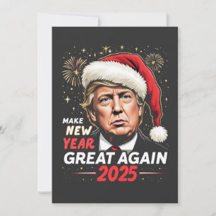 Cartão De Festividades Torne o Ano Novo Ótimo de Novo 2025 Trump Noite de