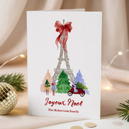 Cartão De Festividades Torre Eiffel de Natal Personalizada Férias em Pari