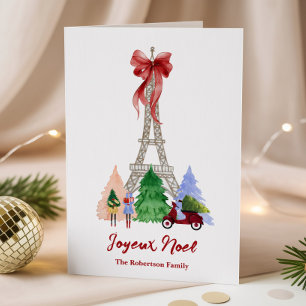 Cartão De Festividades Torre Eiffel de Natal Personalizada Férias em Pari