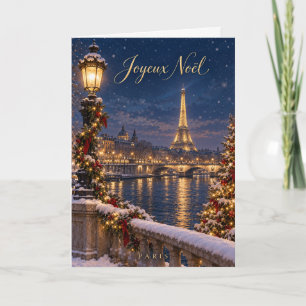 Cartão De Festividades Torre Eiffel de Paris Feliz Natal