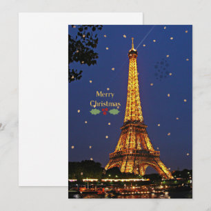 Cartão De Festividades Torre Eiffel Natal