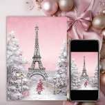 Cartão De Festividades Torre Eiffel, Papais noeis, Natal Rosa-Chic Paris<br><div class="desc">Capturar a magia de um Natal Parisiense com a nossa 'Torre Eiffel, Papais noeis, Cartão de Natal Rosa Quadrado de Paris'. Esta bela carta apresenta uma encantadora mistura de elegância parisiense e alegria de férias. A icônica Torre Eiffel fica alta contra um pano de fundo de matizes cor-de-rosa-chic, com Papais...</div>