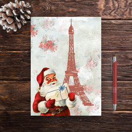 Cartão De Festividades Torre Eiffel Vintage, Papais noeis, Natal de Paris