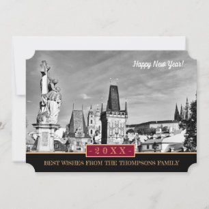 Cartão De Festividades Torres de Praga e Feliz ano novo! Cartão/Praha
