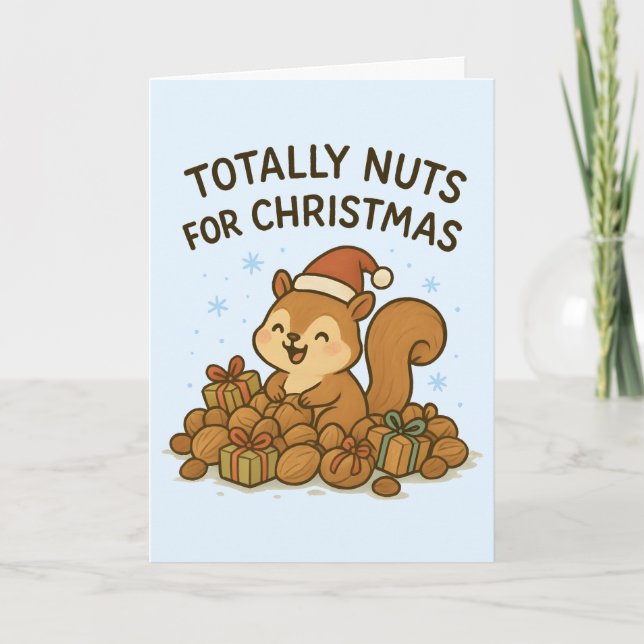 Cartão De Festividades Totally Nuts - Cute Christmas Card (Frente)