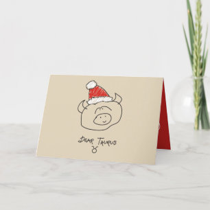 Cartão De Festividades Touro de Natal Astrologia Divertida Zodíaco Vermel