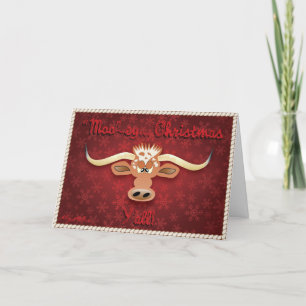 Cartão De Festividades Touro Longhorn Cômico