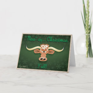 Cartão De Festividades Touro Longhorn Cômico