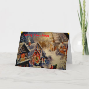 Cartão De Festividades town scene_Painting, Merry Christmas