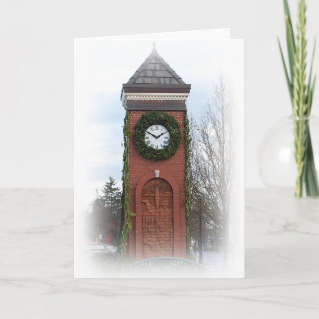 Cartão De Festividades Town Square Clock Holiday Card (Frente)