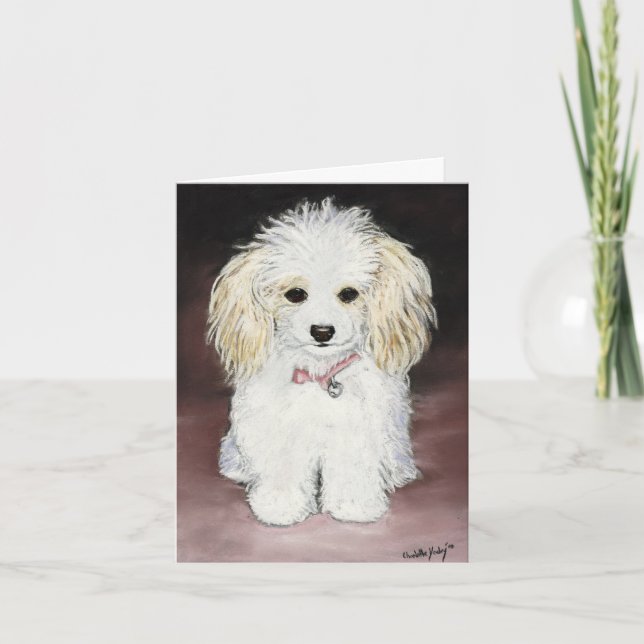Cartão De Festividades Toy Poodle Dog Art Notecard (Frente)