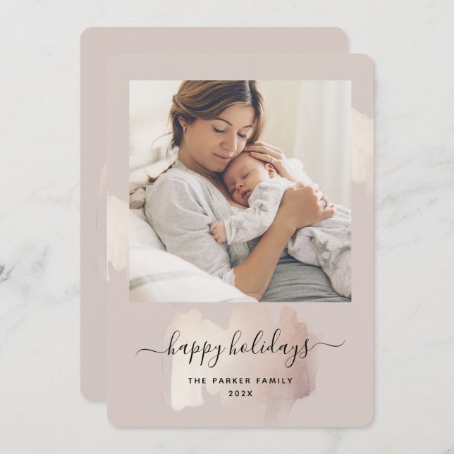 Cartão De Festividades Traço de Pincel Chic | Feliz Natal (Frente/Verso)