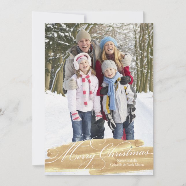 Cartão De Festividades Traço de Pincel de Cana-d-Água | Dourado (Frente)