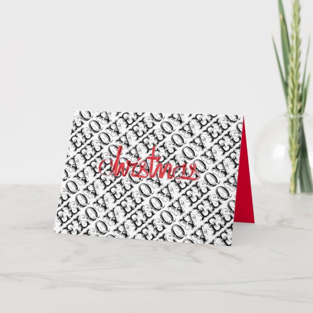 Cartão De Festividades Tradicional Black White Love Modern Red Christmas (Frente)