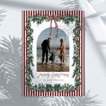 Traditional Evergreen Bow Family Photo Christmas