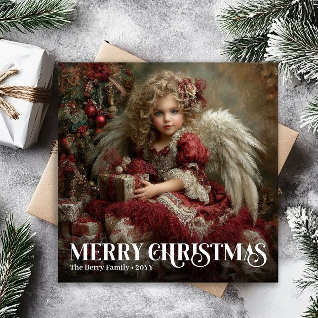 Cartão De Festividades Traditional Victorian Angel Burgundy Red Gold Card (Traditional Victorian Angel Burgundy Red Gold Card)