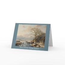 Traditional Xmas winter landscape New Year card