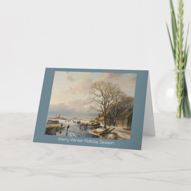 Cartão De Festividades Traditional Xmas winter landscape New Year card (Frente)