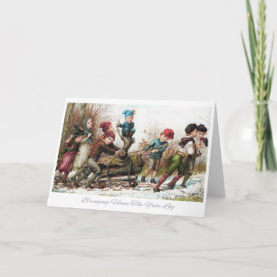 Cartão De Festividades Trazendo Para Casa O Registro Do Yule