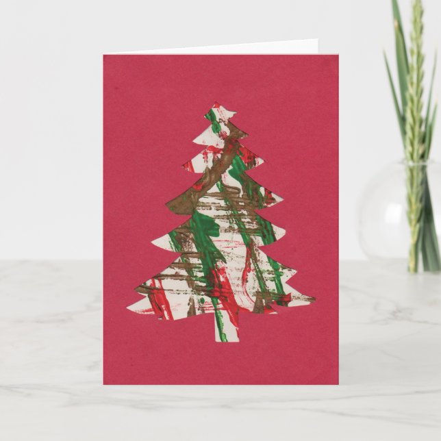 Cartão De Festividades Tree in Fingerpaint (Frente)