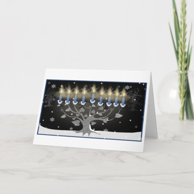 Cartão De Festividades Tree of Life Hanukkah Menorah Greeting Card (Frente)