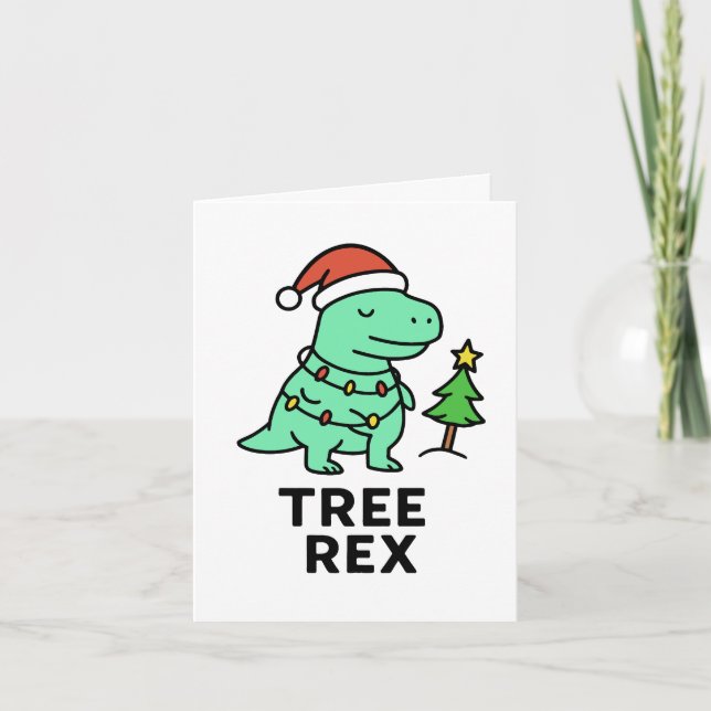 Cartão De Festividades Tree Rex - Funny Christmas Card (Frente)