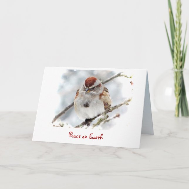 Cartão De Festividades Tree Sparrow Seasons Greetings (Frente)