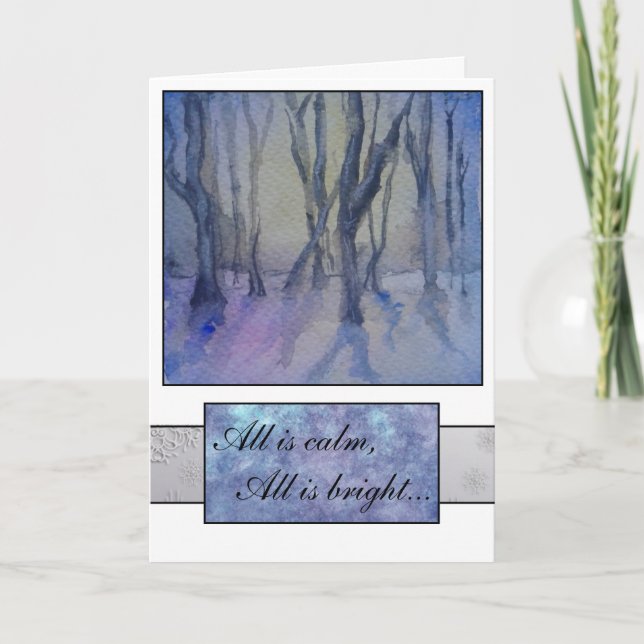 Cartão De Festividades Trees In  Winter Landscape Holiday Card (Frente)