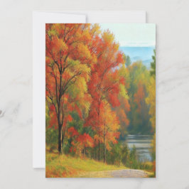 Cartão De Festividades Trees River Colorful Autumns Wend Timeless Art 