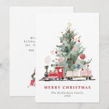 Trem de Brinquedo Árvore de Natal em Aquarela