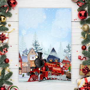Cartão De Festividades Trem de Natal de inverno