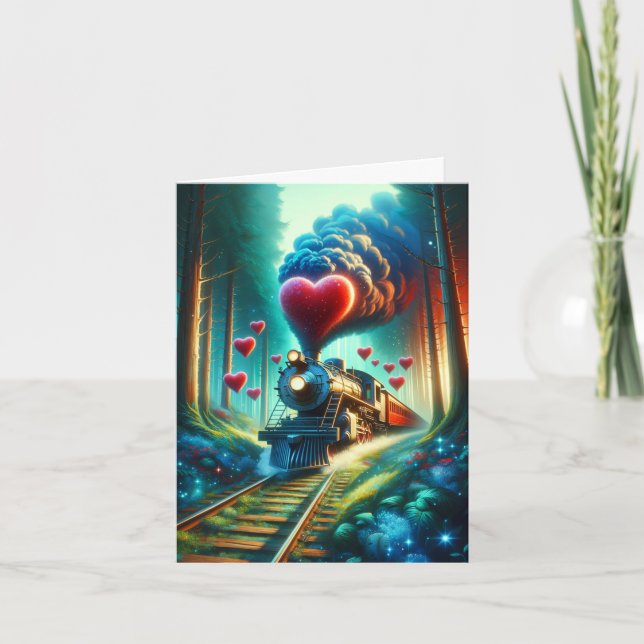 Cartão De Festividades Trem do Dia dos Namorados (Frente)