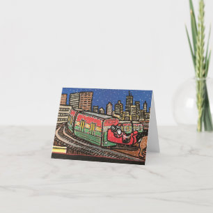 Cartão De Festividades Trem do Papai Noel da CTA de Chicago