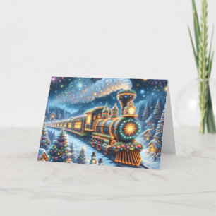 Cartão De Festividades Trem Expresso de Férias do Papai Noel