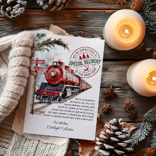 Cartão De Festividades Trem Polar Express Entrega Especial Gravidez