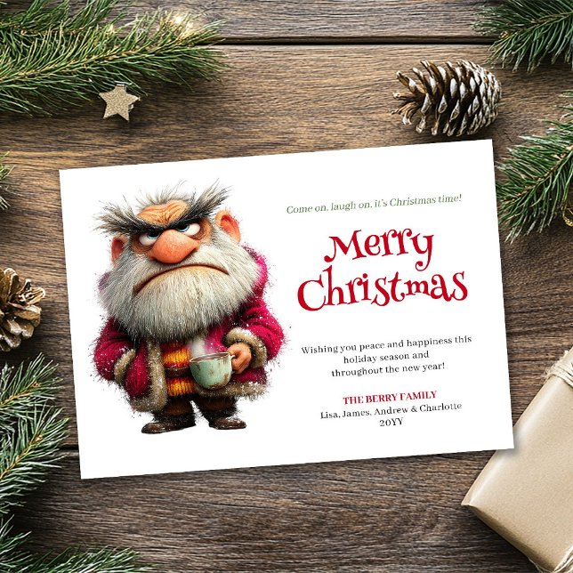 Cartão De Festividades Trending quirky Claus editable Christmas greeting (Trending quirky Claus editable Christmas greeting)