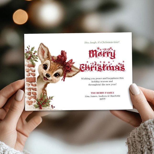 Cartão De Festividades Trendy Baby Fawn Funny Cartoon Holiday Greeting  (Trendy Baby Fawn Funny Cartoon Holiday Greeting Card

)