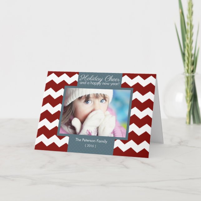 Cartão De Festividades Trendy Chevron Holiday Cheer Folded Christmas Card (Frente)